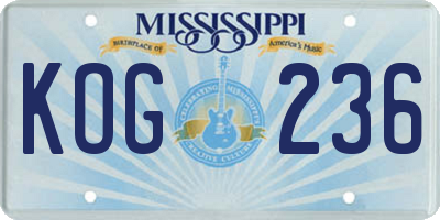 MS license plate KOG236