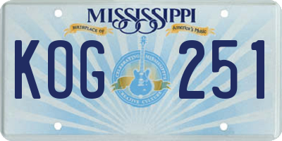 MS license plate KOG251