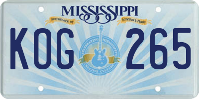 MS license plate KOG265