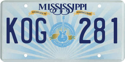 MS license plate KOG281