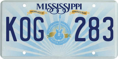 MS license plate KOG283