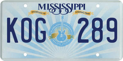 MS license plate KOG289