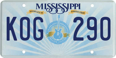 MS license plate KOG290