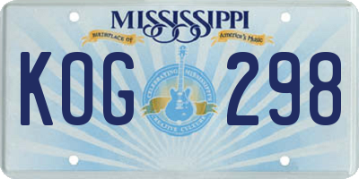 MS license plate KOG298