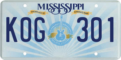 MS license plate KOG301