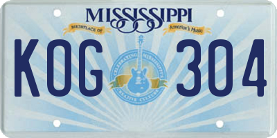 MS license plate KOG304