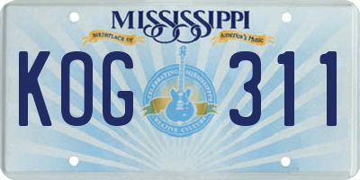 MS license plate KOG311
