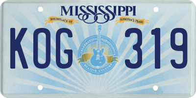 MS license plate KOG319