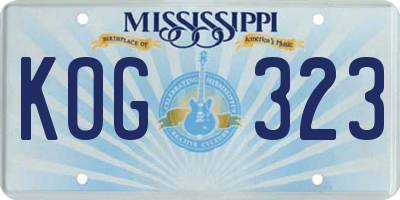 MS license plate KOG323