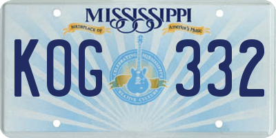 MS license plate KOG332