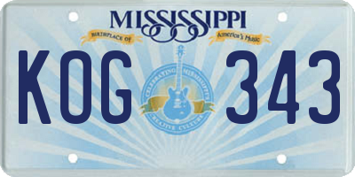 MS license plate KOG343