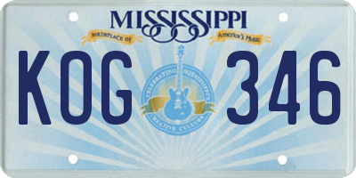 MS license plate KOG346