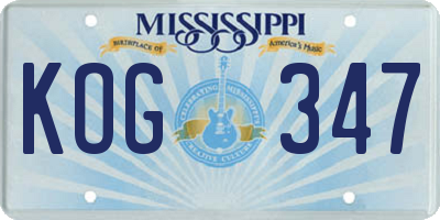 MS license plate KOG347
