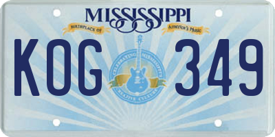 MS license plate KOG349