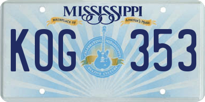 MS license plate KOG353