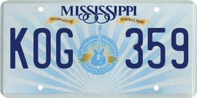 MS license plate KOG359