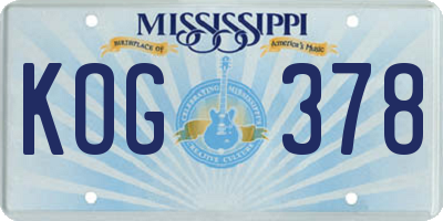 MS license plate KOG378