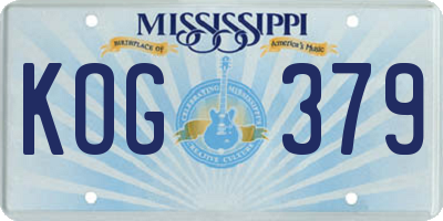 MS license plate KOG379