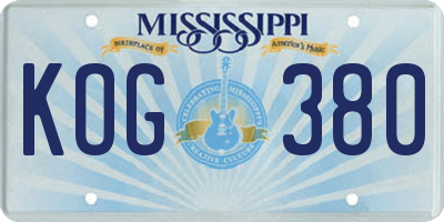 MS license plate KOG380