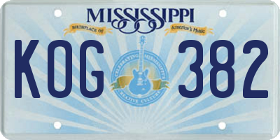 MS license plate KOG382