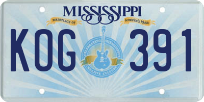 MS license plate KOG391