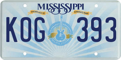 MS license plate KOG393