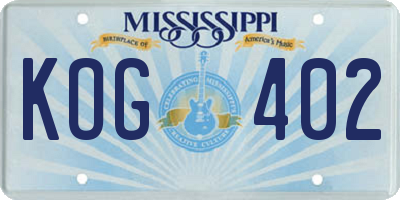 MS license plate KOG402
