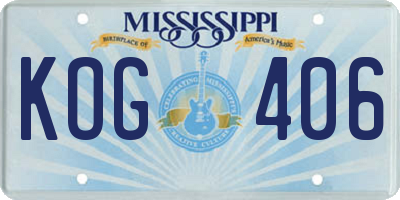 MS license plate KOG406