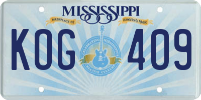 MS license plate KOG409