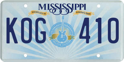 MS license plate KOG410