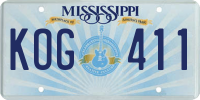 MS license plate KOG411