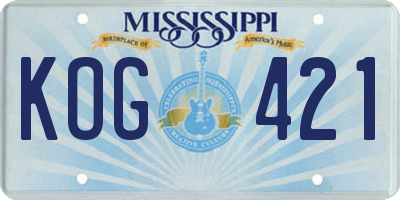 MS license plate KOG421