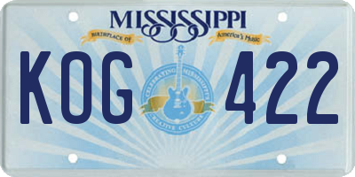 MS license plate KOG422