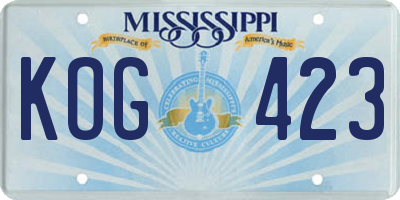 MS license plate KOG423