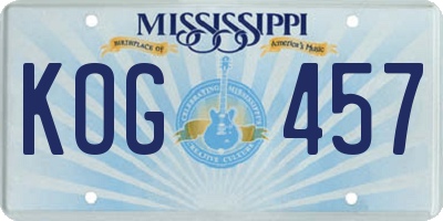 MS license plate KOG457