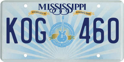 MS license plate KOG460