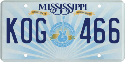 MS license plate KOG466