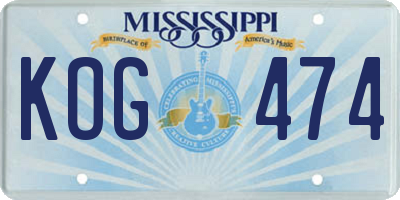 MS license plate KOG474