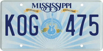 MS license plate KOG475