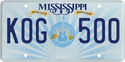 MS license plate KOG500