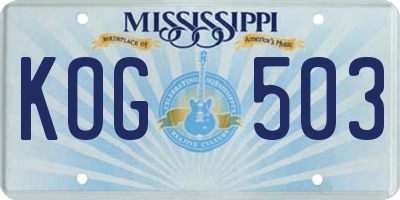 MS license plate KOG503