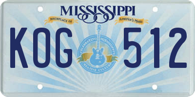 MS license plate KOG512