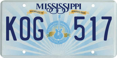 MS license plate KOG517