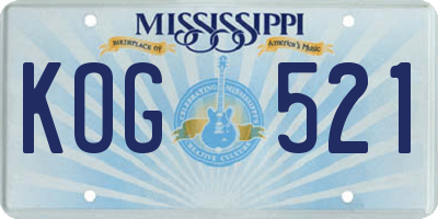 MS license plate KOG521