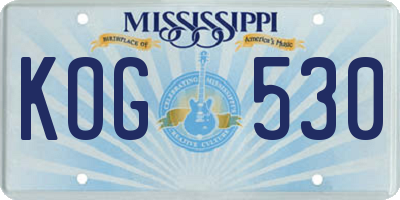 MS license plate KOG530