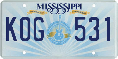 MS license plate KOG531