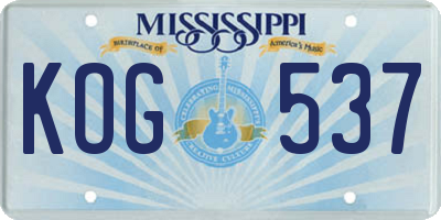 MS license plate KOG537