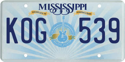 MS license plate KOG539