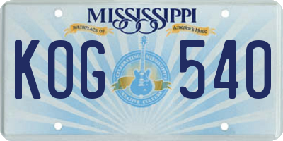 MS license plate KOG540