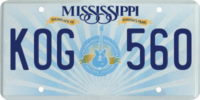 MS license plate KOG560